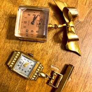 Two ladies Swiss lapel watches.